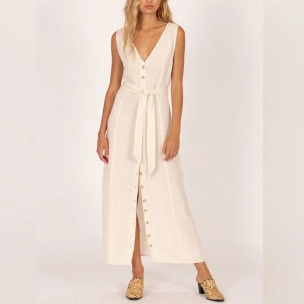 Amuse Society Sleeveless White Button Front Dress